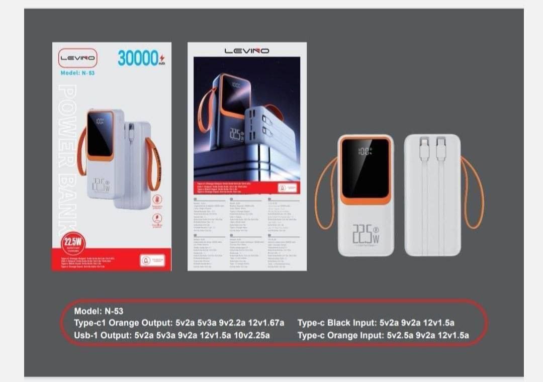 پاوربانک 30هزار Leino مدل N-53 ظرفیت 30000mah