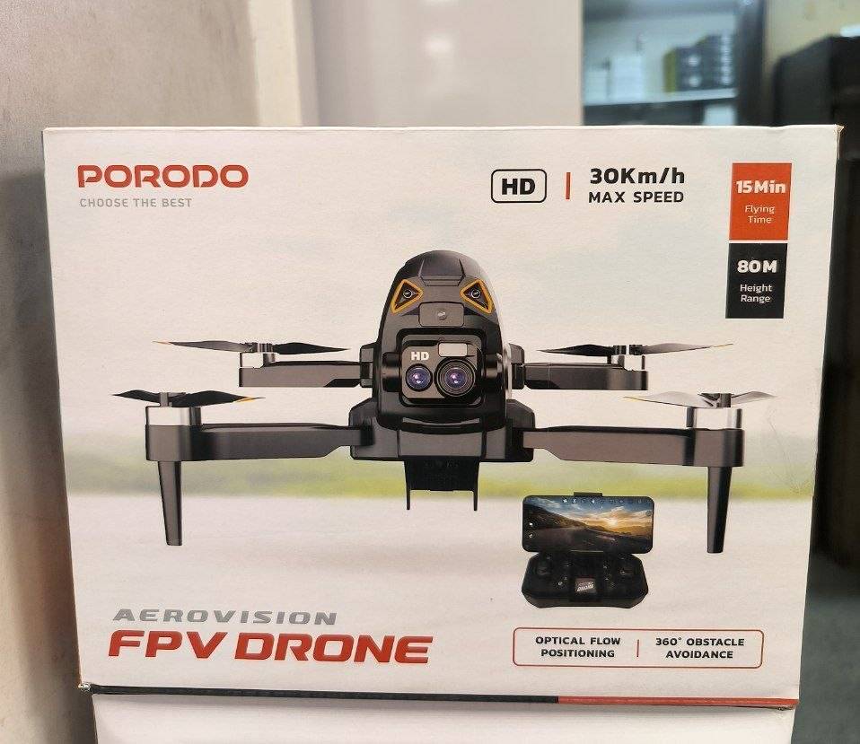 هلی‌شات حرفه‌ای با قابلیت کنترل از راه دور و دوربین فول اچ‌دی پرودو مدل Porodo Aerovision FPV Drone