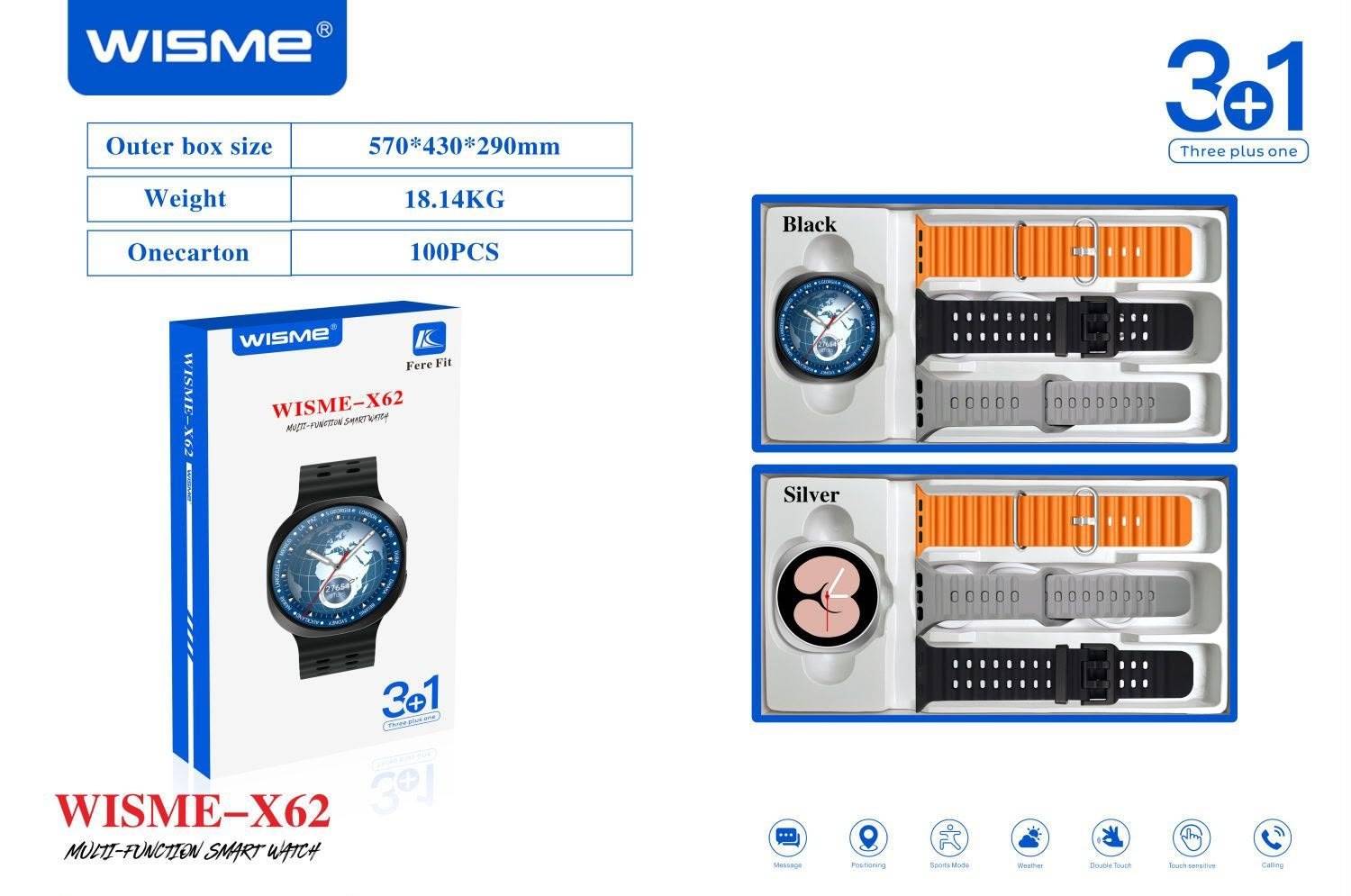 ساعت هوشمند Wisme مدل Wisme-X62